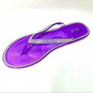 H2K Women's Jelly Flat Flip-Flop Purple